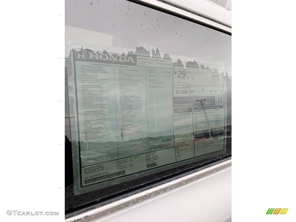 2019 Honda CR-V EX-L AWD Window Sticker Photo #132712786