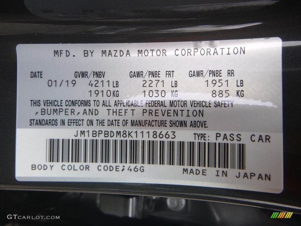 2019 MAZDA3 Color Code 46G for Machine Gray Metallic Photo #132713857
