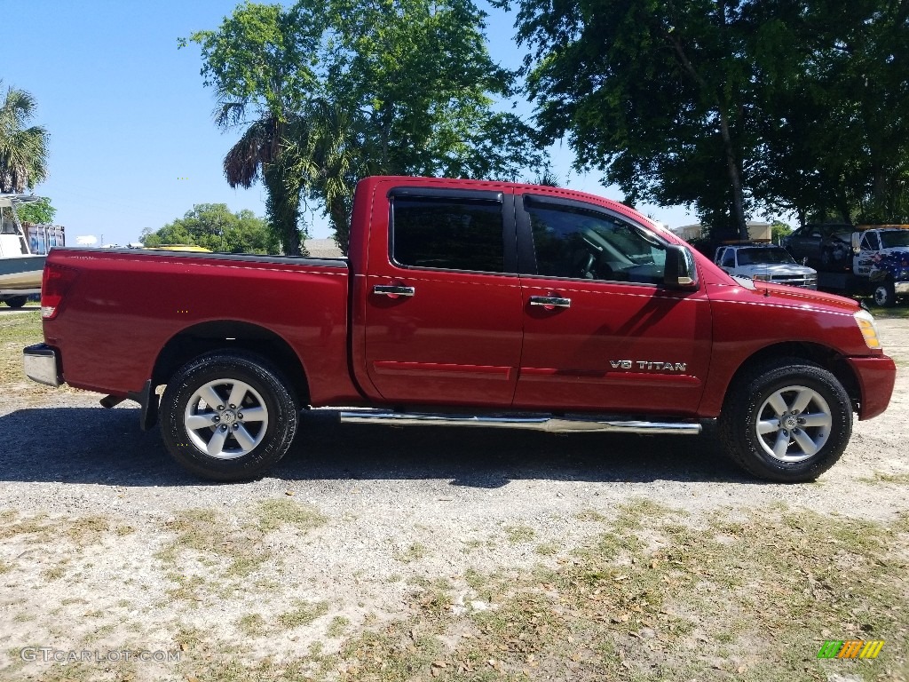 2007 Titan SE Crew Cab 4x4 - Red Alert / Graphite Black/Titanium photo #2