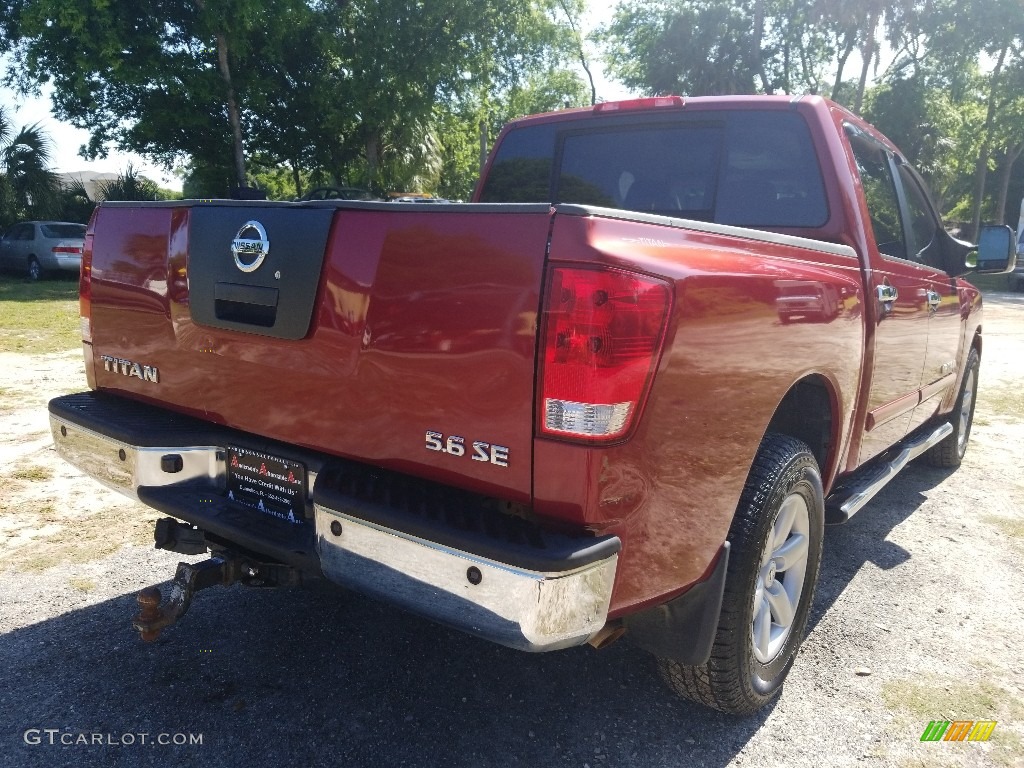 2007 Titan SE Crew Cab 4x4 - Red Alert / Graphite Black/Titanium photo #3