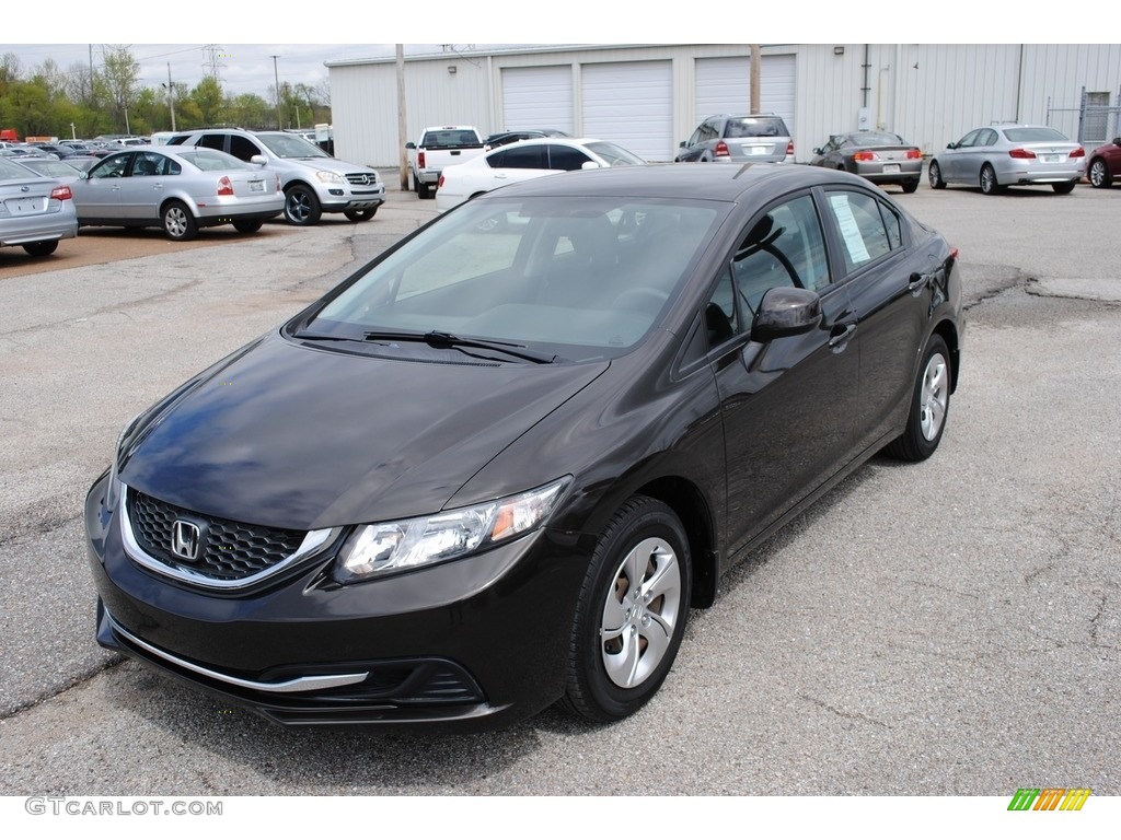 2013 Civic LX Sedan - Kona Coffee Metallic / Beige photo #1
