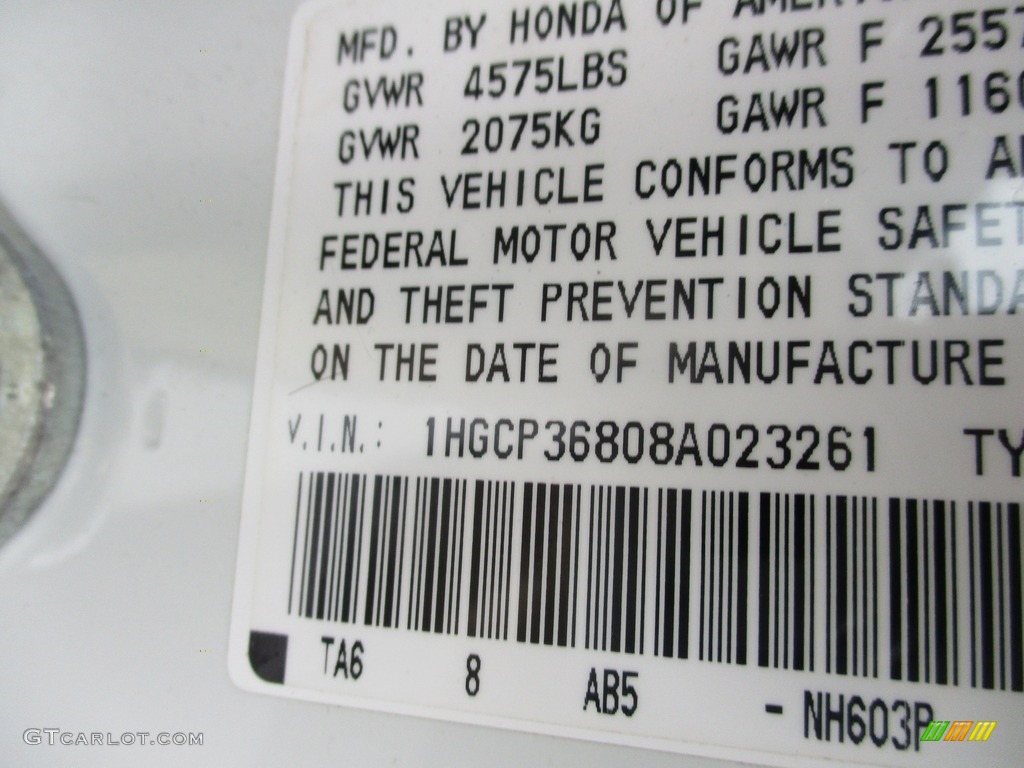 2008 Accord EX-L V6 Sedan - White Diamond Pearl / Ivory photo #19