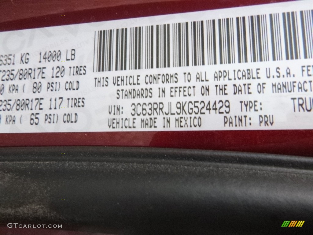 2019 3500 Color Code PRV for Delmonico Red Pearl Photo #132740644