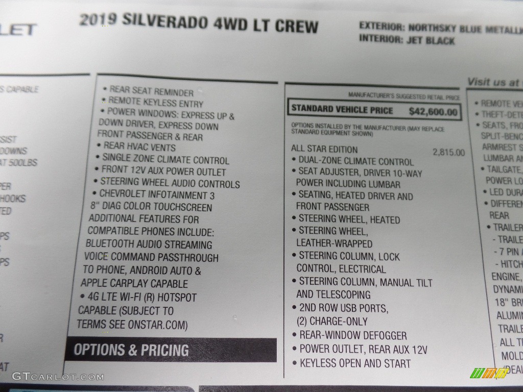 2019 Silverado 1500 LT Crew Cab 4WD - Northsky Blue Metallic / Jet Black photo #46