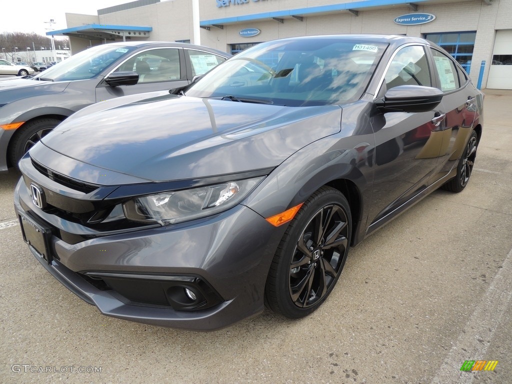 2019 Civic Sport Sedan - Modern Steel Metallic / Black photo #1