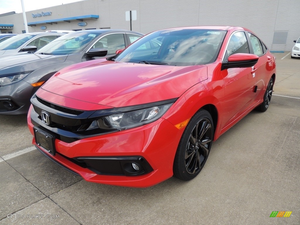 2019 Civic Sport Sedan - Rallye Red / Black photo #1