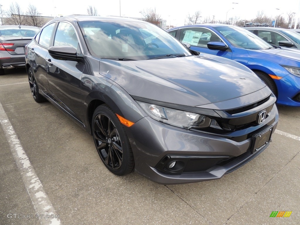 2019 Civic Sport Sedan - Modern Steel Metallic / Black photo #3