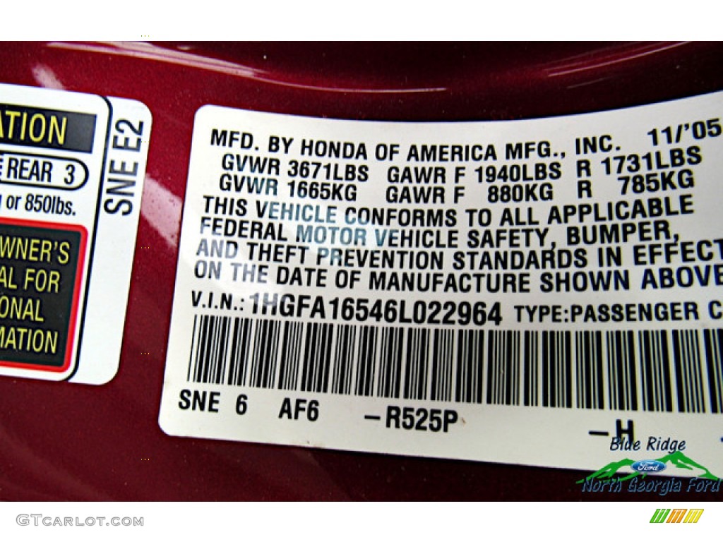 2006 Civic LX Sedan - Tango Red Pearl / Ivory photo #23