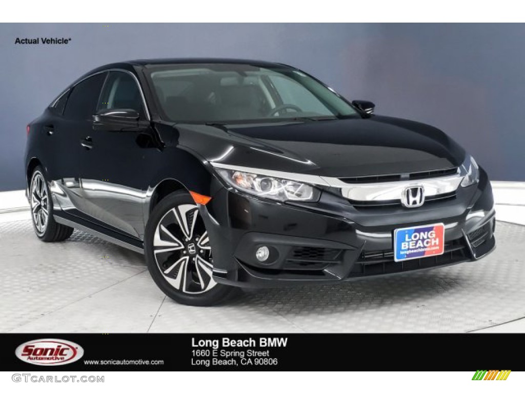 2016 Civic EX-L Sedan - Crystal Black Pearl / Black photo #1