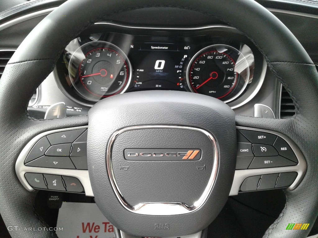 2019 Dodge Charger R/T Scat Pack Black Steering Wheel Photo #132783686