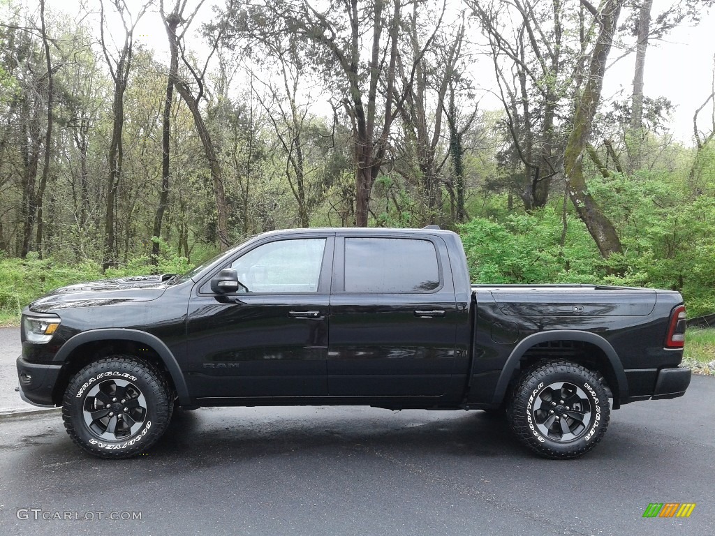 2019 1500 Rebel Crew Cab 4x4 - Diamond Black Crystal Pearl / Black/Red photo #1