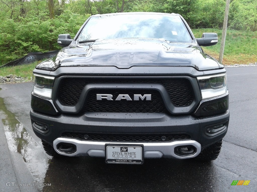 2019 1500 Rebel Crew Cab 4x4 - Diamond Black Crystal Pearl / Black/Red photo #3