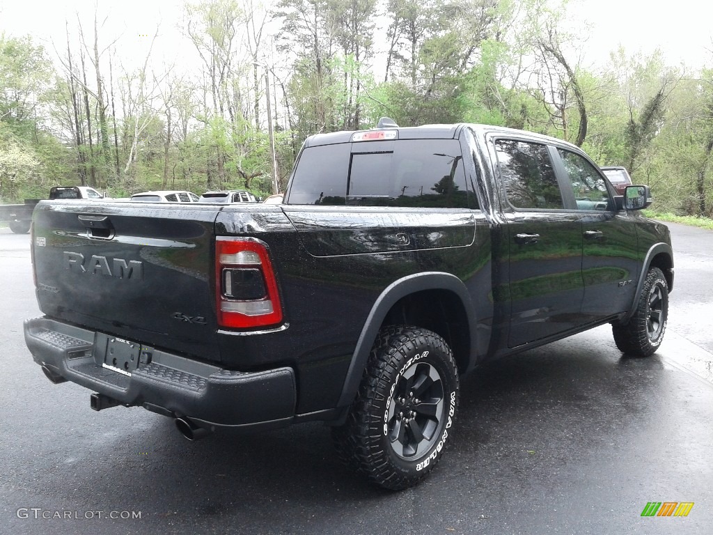 2019 1500 Rebel Crew Cab 4x4 - Diamond Black Crystal Pearl / Black/Red photo #6