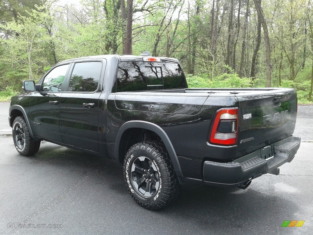 2019 1500 Rebel Crew Cab 4x4 - Diamond Black Crystal Pearl / Black/Red photo #10