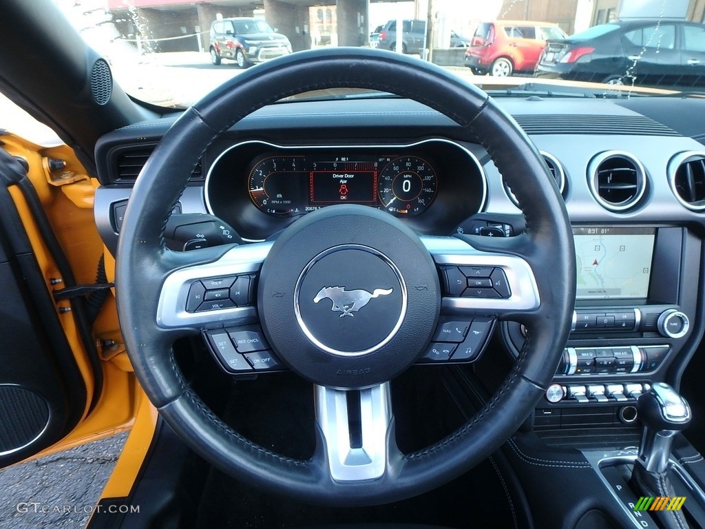 2018 Ford Mustang EcoBoost Premium Convertible Ebony Steering Wheel Photo #132791381