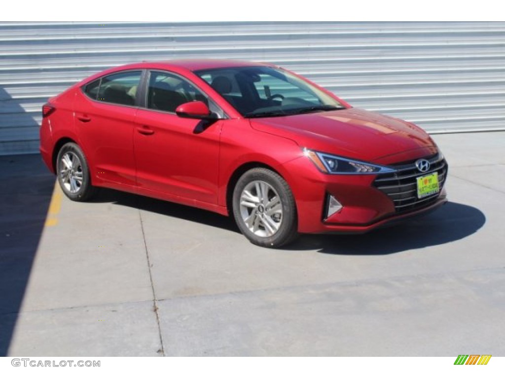 2019 Elantra SEL - Scarlet Red / Beige photo #2