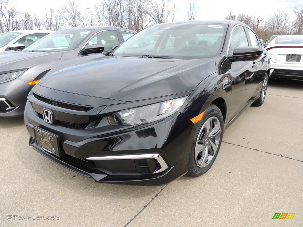 2019 Civic LX Sedan - Crystal Black Pearl / Gray photo #1