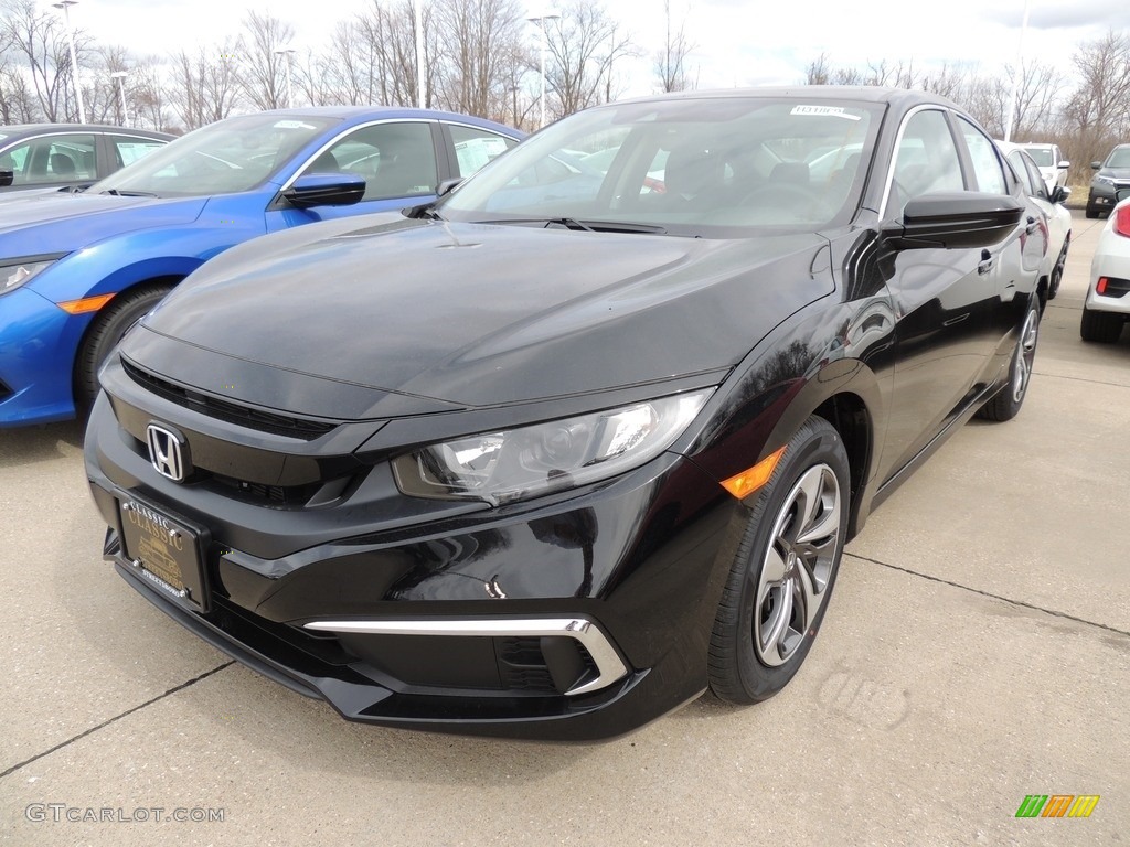 2019 Civic LX Sedan - Crystal Black Pearl / Black photo #1