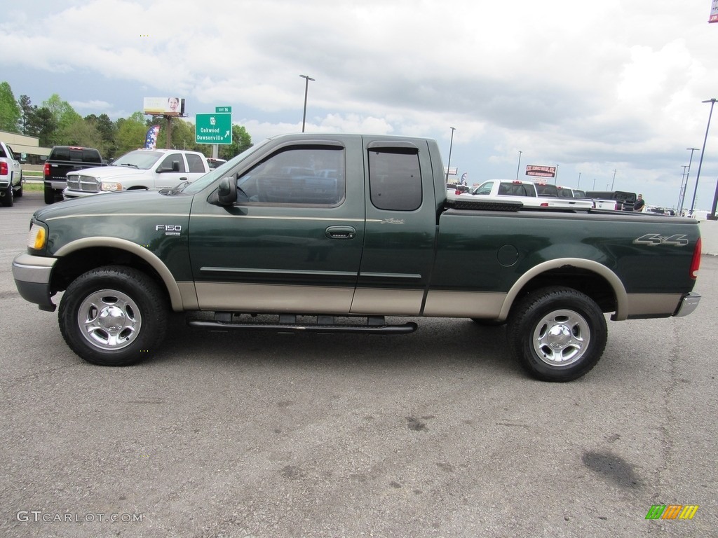 2001 F150 Lariat SuperCab 4x4 - Dark Highland Green Metallic / Medium Parchment photo #2