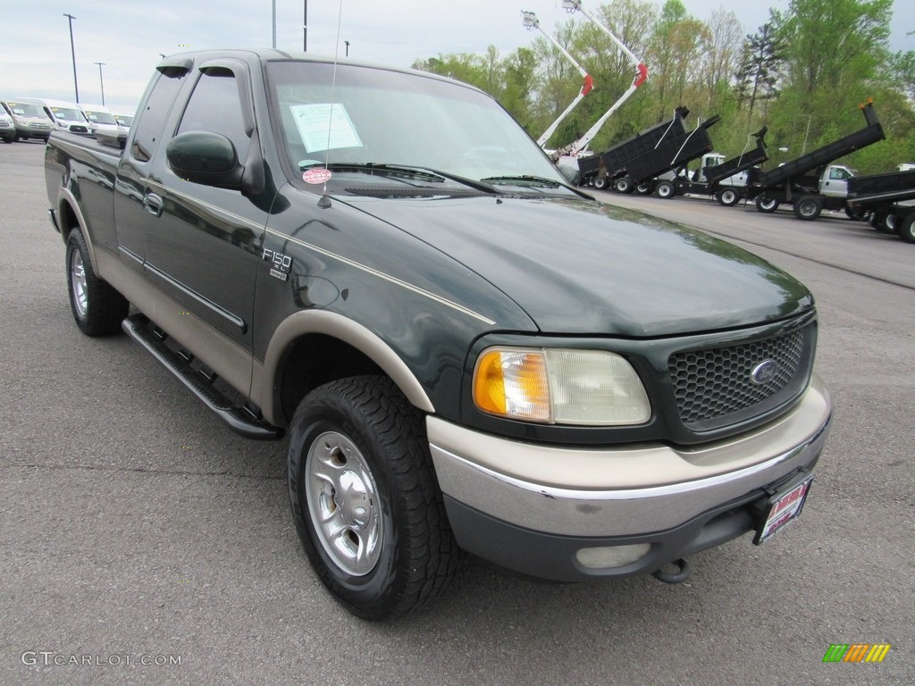 2001 F150 Lariat SuperCab 4x4 - Dark Highland Green Metallic / Medium Parchment photo #7