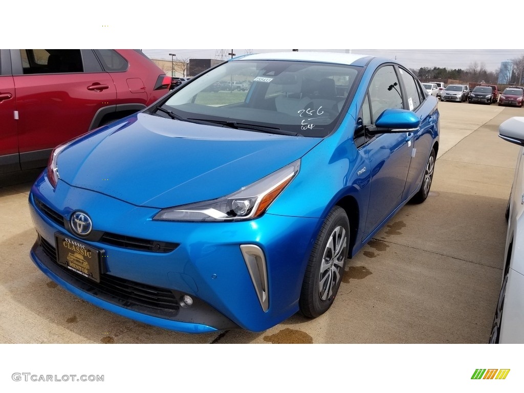 2019 Prius XLE AWD-e - Electric Storm Blue / Moonstone photo #1