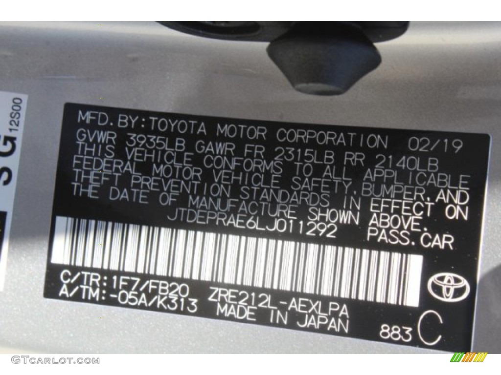 2020 Corolla LE - Classic Silver Metallic / Black photo #22