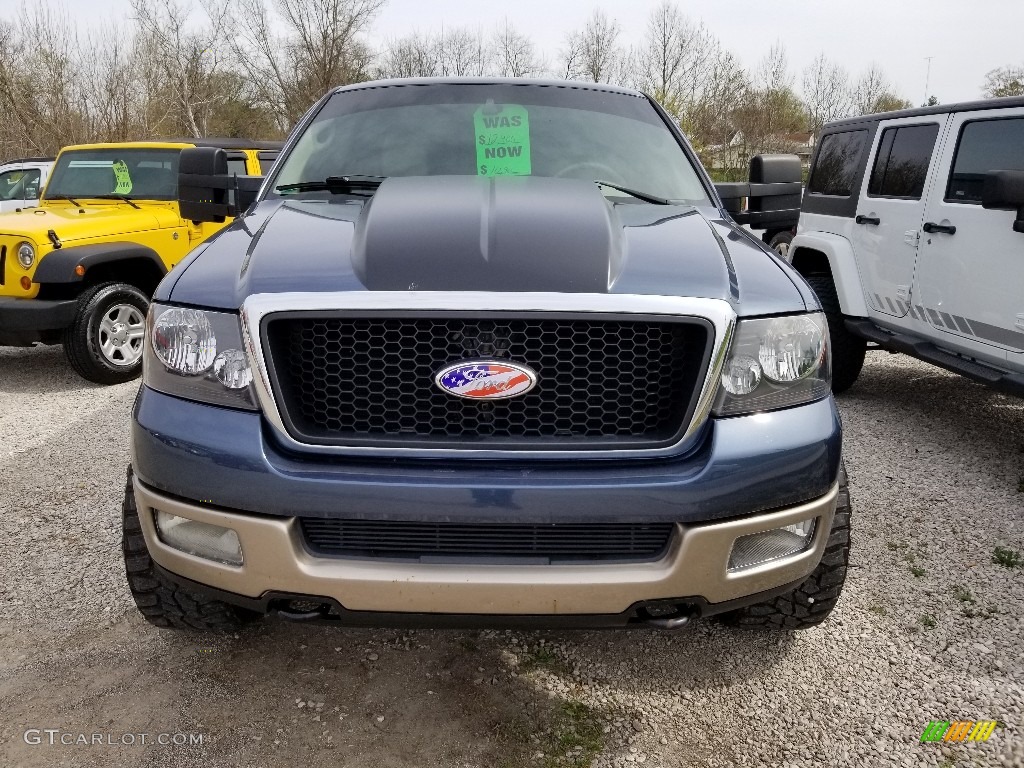 2004 F150 Lariat SuperCab 4x4 - Medium Wedgewood Blue Metallic / Tan photo #2