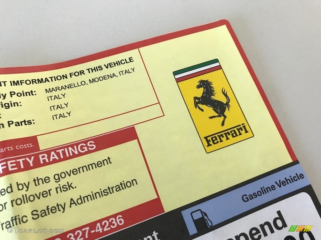 2013 Ferrari California 30 Window Sticker Photo #132841338