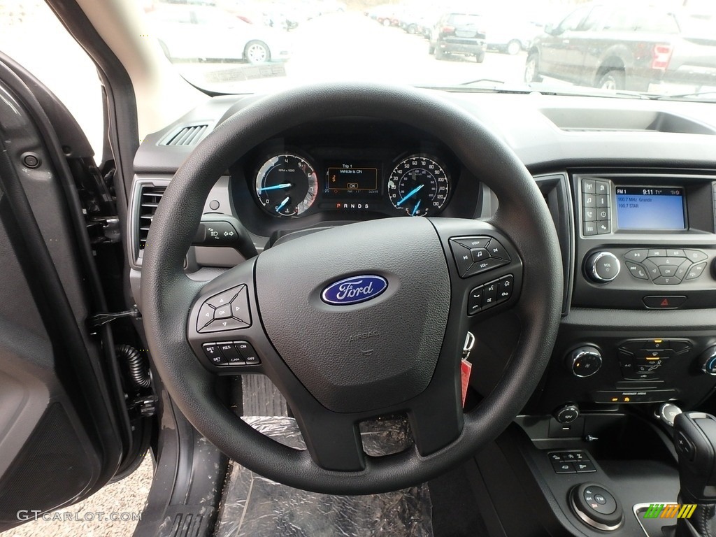 2019 Ford Ranger STX SuperCrew 4x4 Ebony Steering Wheel Photo #132851211