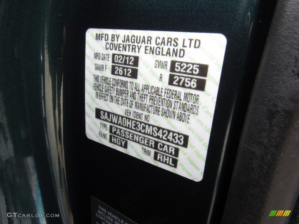 2012 XF Color Code HGY for British Racing Green Metallic Photo #132865665