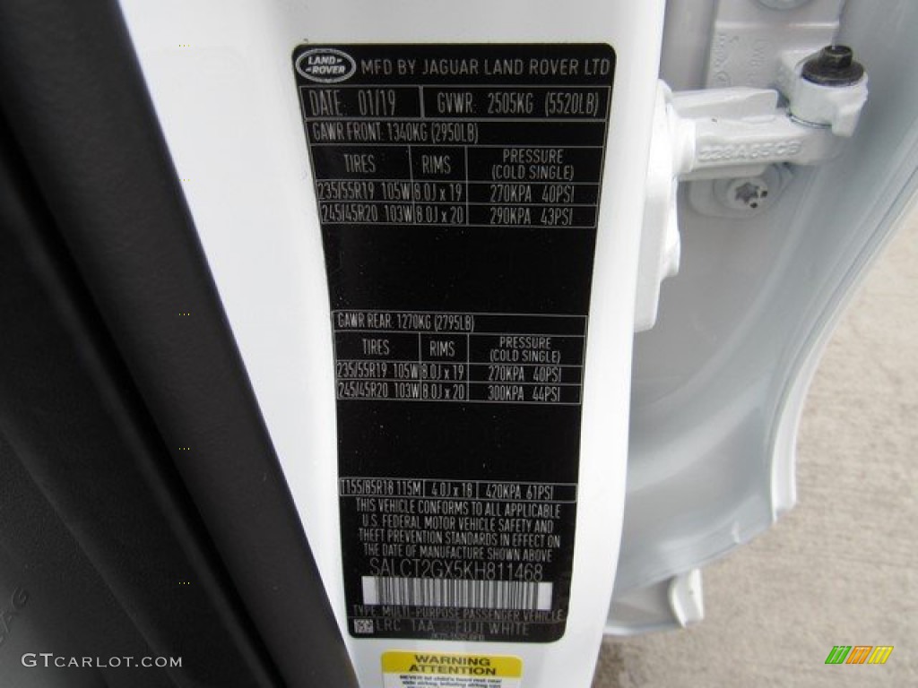 2019 Discovery Sport Color Code 1AA for Fuji White Photo #132868098