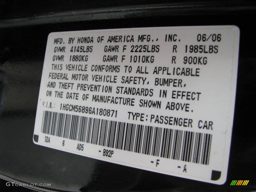 2006 Accord EX-L Sedan - Nighthawk Black Pearl / Ivory photo #19
