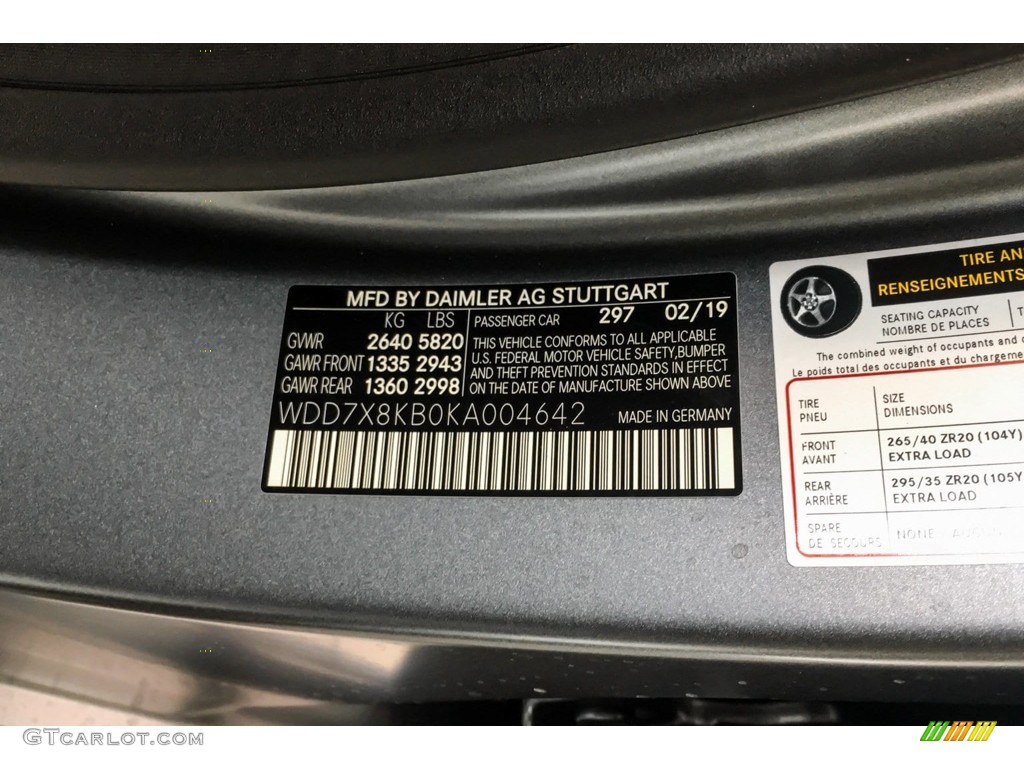 2019 AMG GT Color Code 297 for designo Selenite Grey Magno (Matte) Photo #132882131