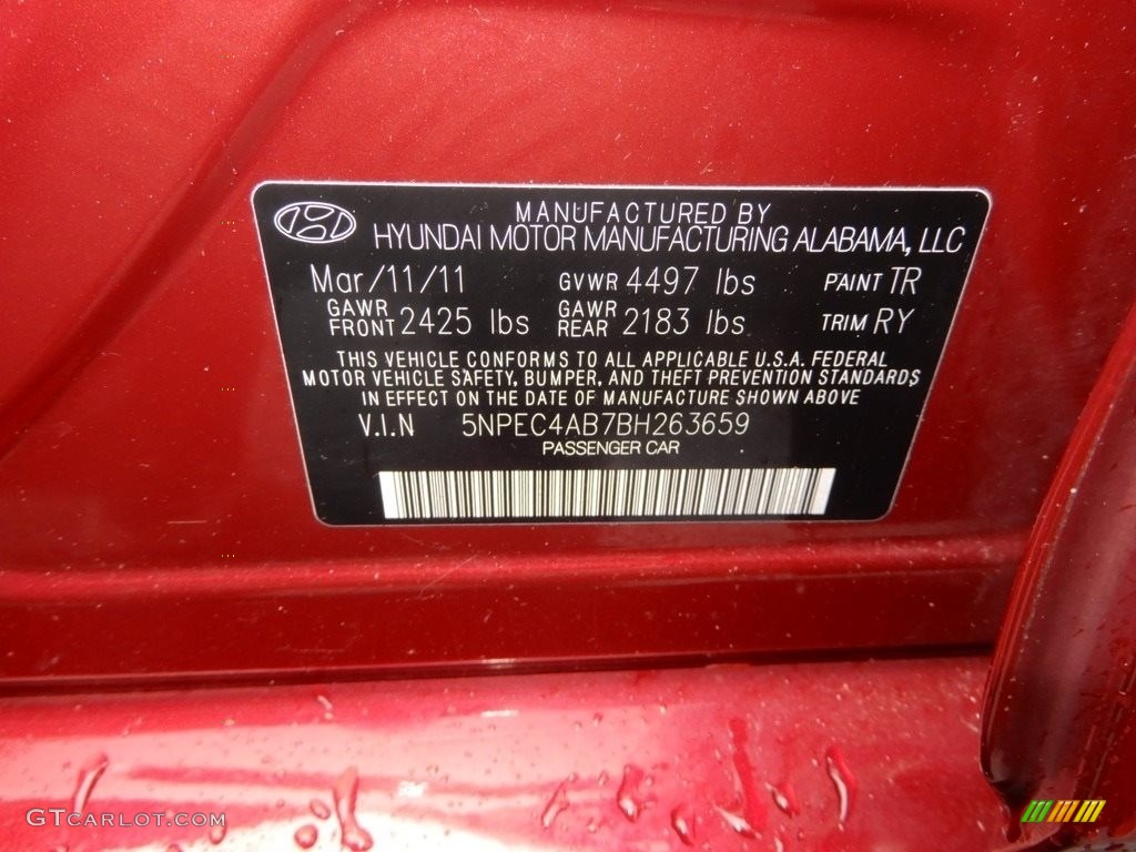 2011 Sonata Limited 2.0T - Venetian Red / Black photo #27