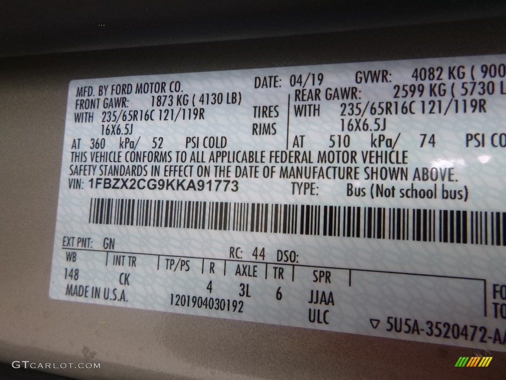 2019 Transit Color Code GN for White Gold Photo #132887609