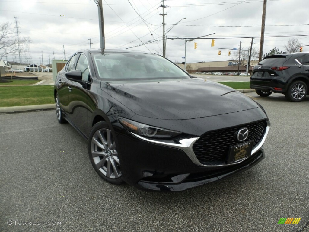 2019 MAZDA3 Sedan - Jet Black Mica / White photo #1