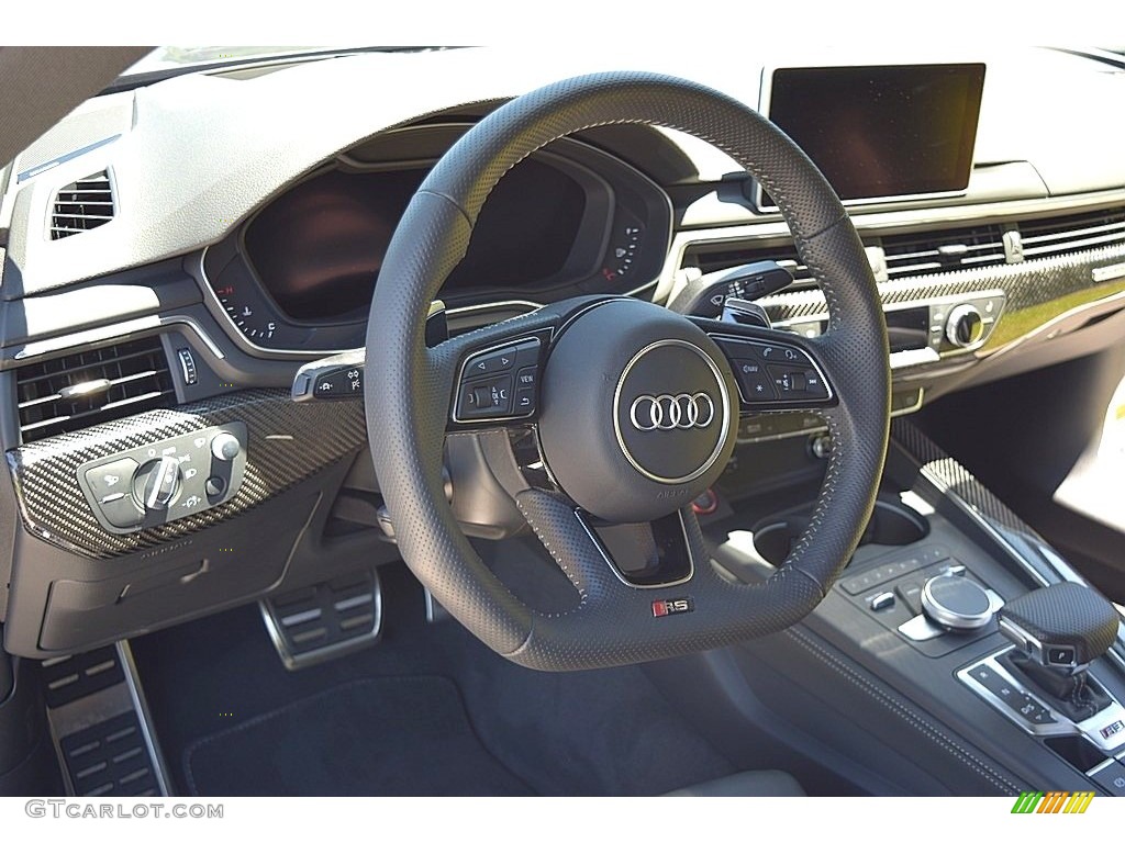 2018 Audi RS 5 2.9T quattro Coupe Black/Rock Gray Stitching Steering Wheel Photo #132903069