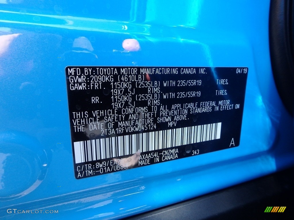 2019 RAV4 Color Code 8W9 for Blue Flame Photo #132907257