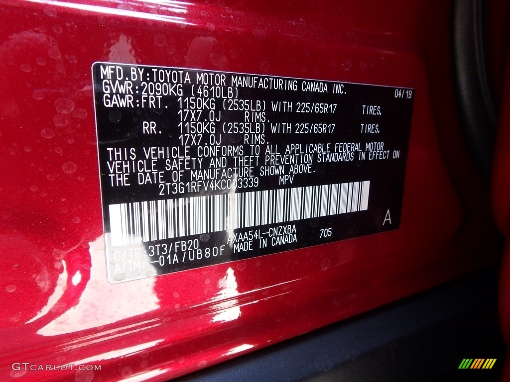 2019 RAV4 Color Code 3T3 for Ruby Flare Pearl Photo #132907728