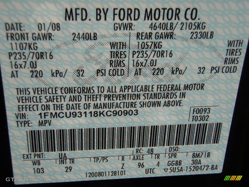 2008 Escape XLT V6 4WD - Black / Charcoal photo #17
