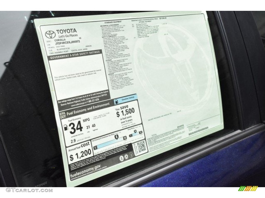2020 Toyota Corolla SE Window Sticker Photo #132910305