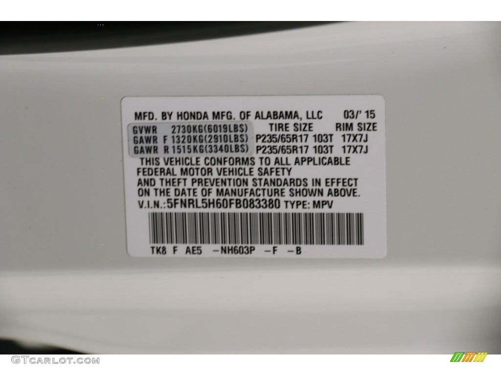 2015 Odyssey EX-L - White Diamond Pearl / Beige photo #25