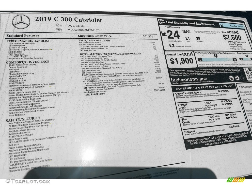 2019 C 300 Cabriolet - Graphite Grey Metallic / Saddle Brown/Black photo #10
