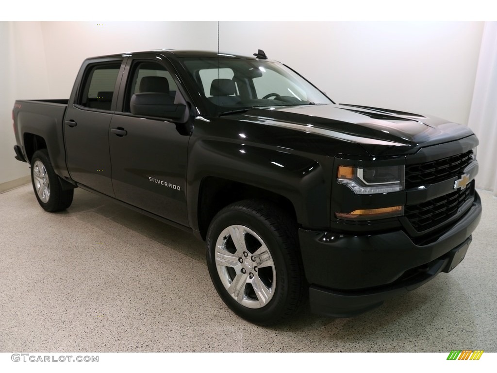 2018 Silverado 1500 Custom Crew Cab 4x4 - Black / Dark Ash/Jet Black photo #1