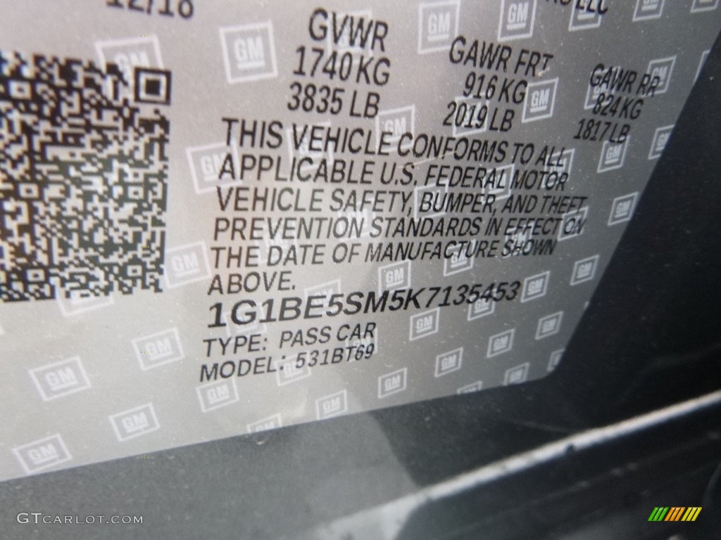 2019 Cruze LT - Satin Steel Gray Metallic / Jet Black/­Galvanized photo #16