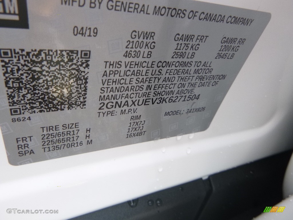 2019 Equinox LT AWD - Summit White / Jet Black photo #16