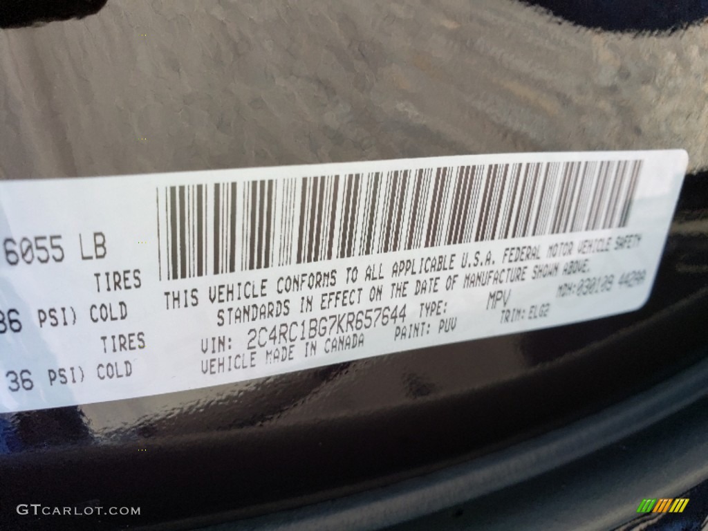 2019 Pacifica Color Code PUV for Dark Cordovan Pearl Photo #132967637