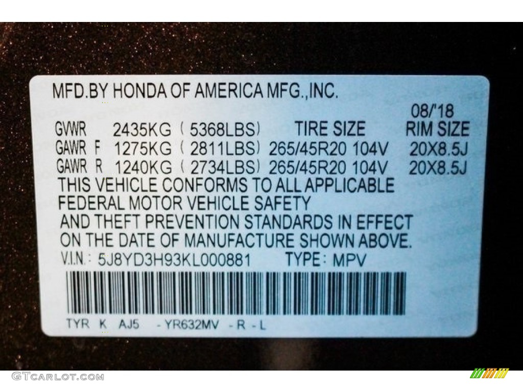 2019 MDX Color Code YR632MV for Canyon Bronze Metallic Photo #132992790
