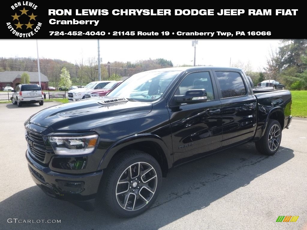 2019 1500 Laramie Crew Cab 4x4 - Diamond Black Crystal Pearl / Black photo #1