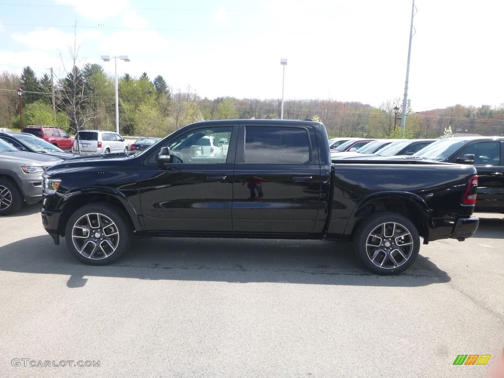2019 1500 Laramie Crew Cab 4x4 - Diamond Black Crystal Pearl / Black photo #2